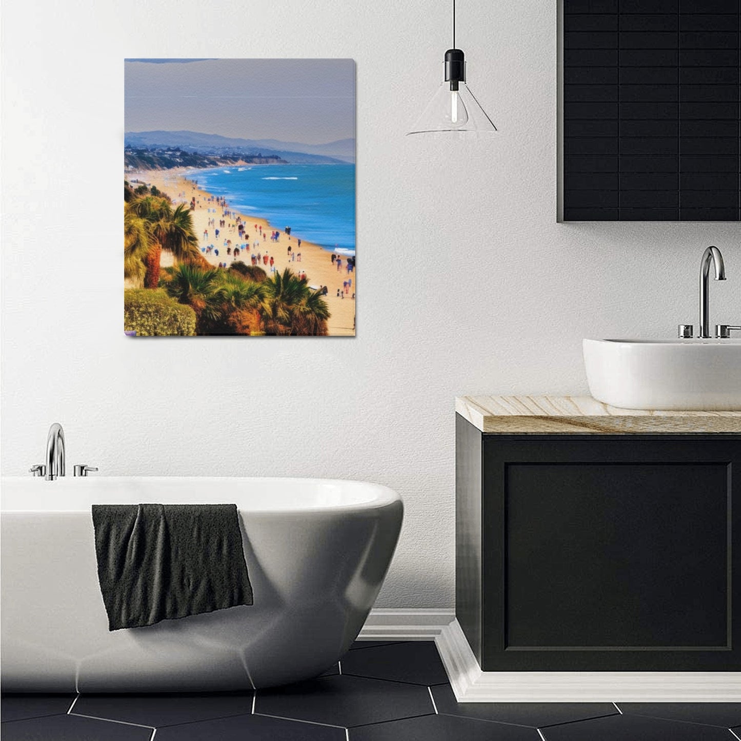 Looking South SM French Tint | Santa Monica Based Artist | Frame Canvas Print 20"x24" Made in the USA - Art Meets Apparel