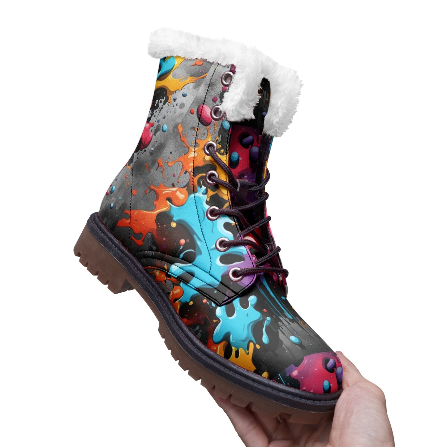 Splash Winter Chukka Boots | Artist Designed | Unisex Lace Up Winter Boots Fashion Comfort Chukka Boots