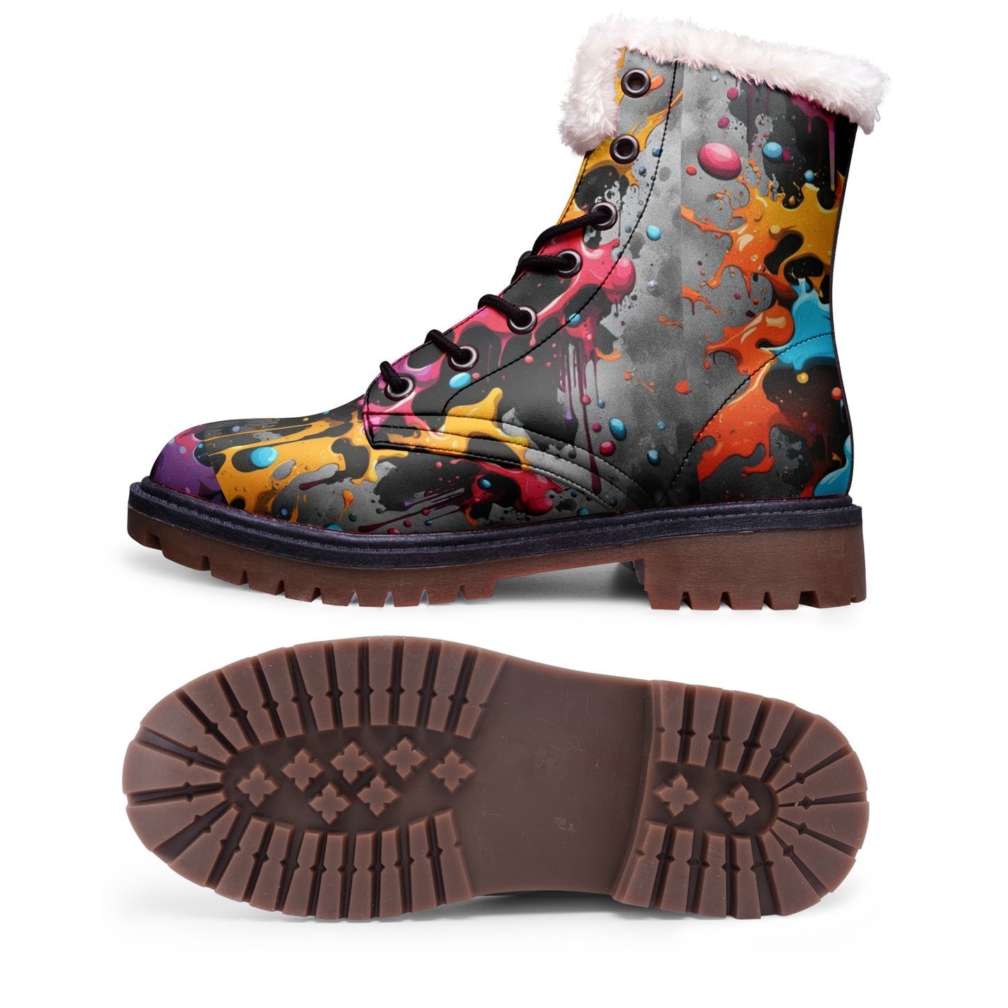 Splash Winter Chukka Boots | Artist Designed | Unisex Lace Up Winter Boots Fashion Comfort Chukka Boots