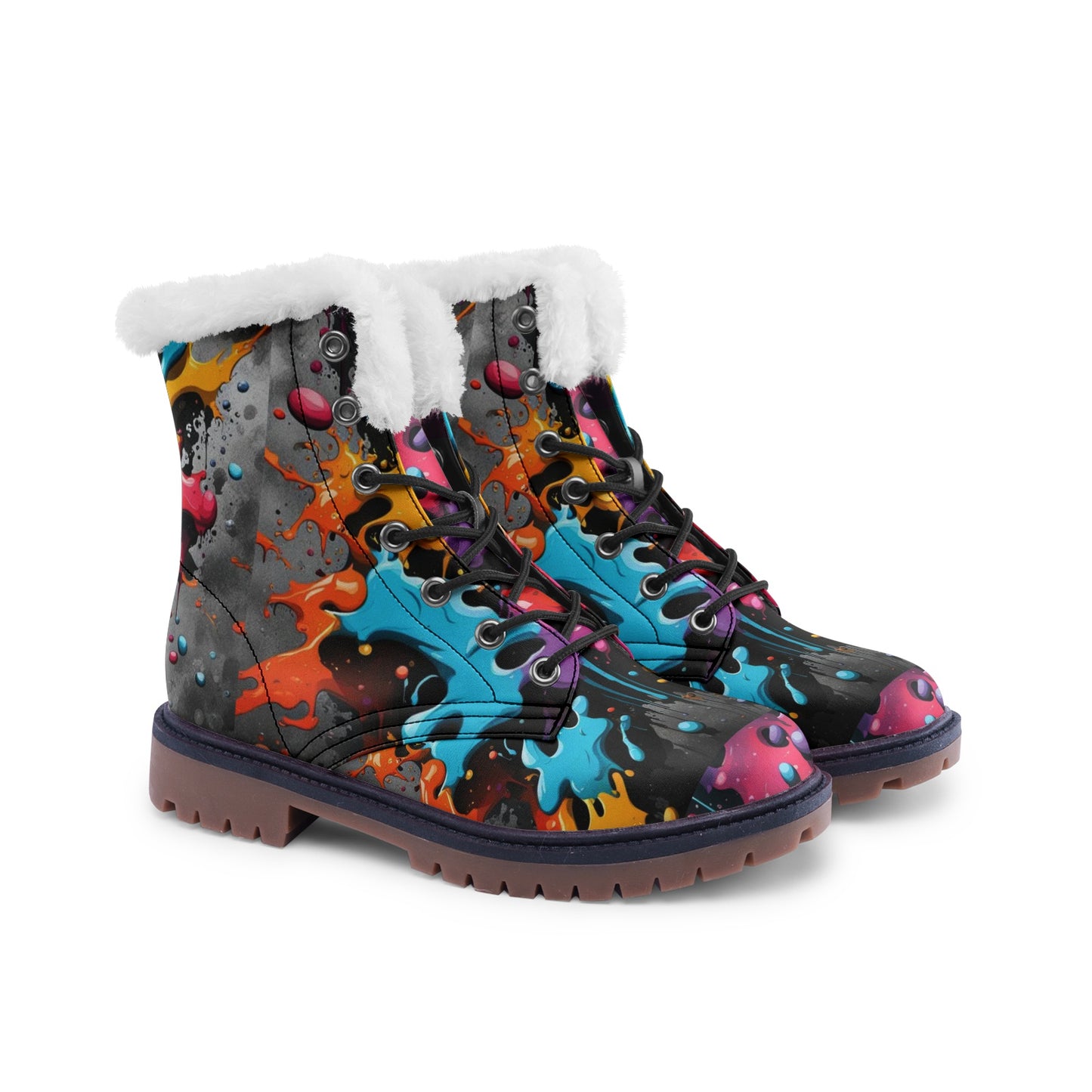 Splash Winter Chukka Boots | Artist Designed | Unisex Lace Up Winter Boots Fashion Comfort Chukka Boots