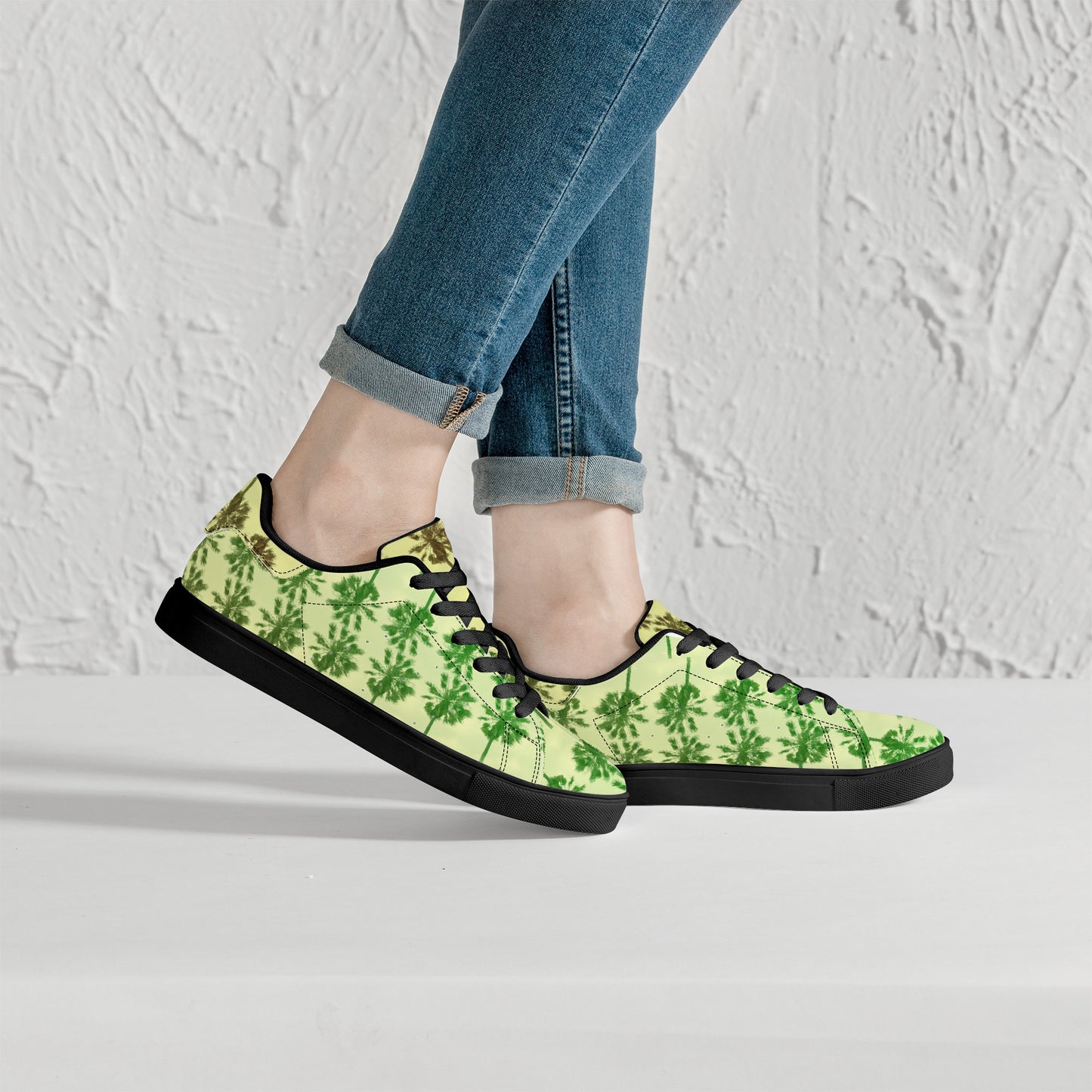 Flower Skate Power | Low-Top Synthetic Leather Sneakers - Black