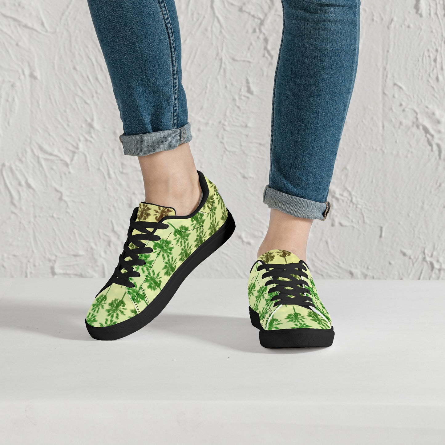 Flower Skate Power | Low-Top Synthetic Leather Sneakers - Black