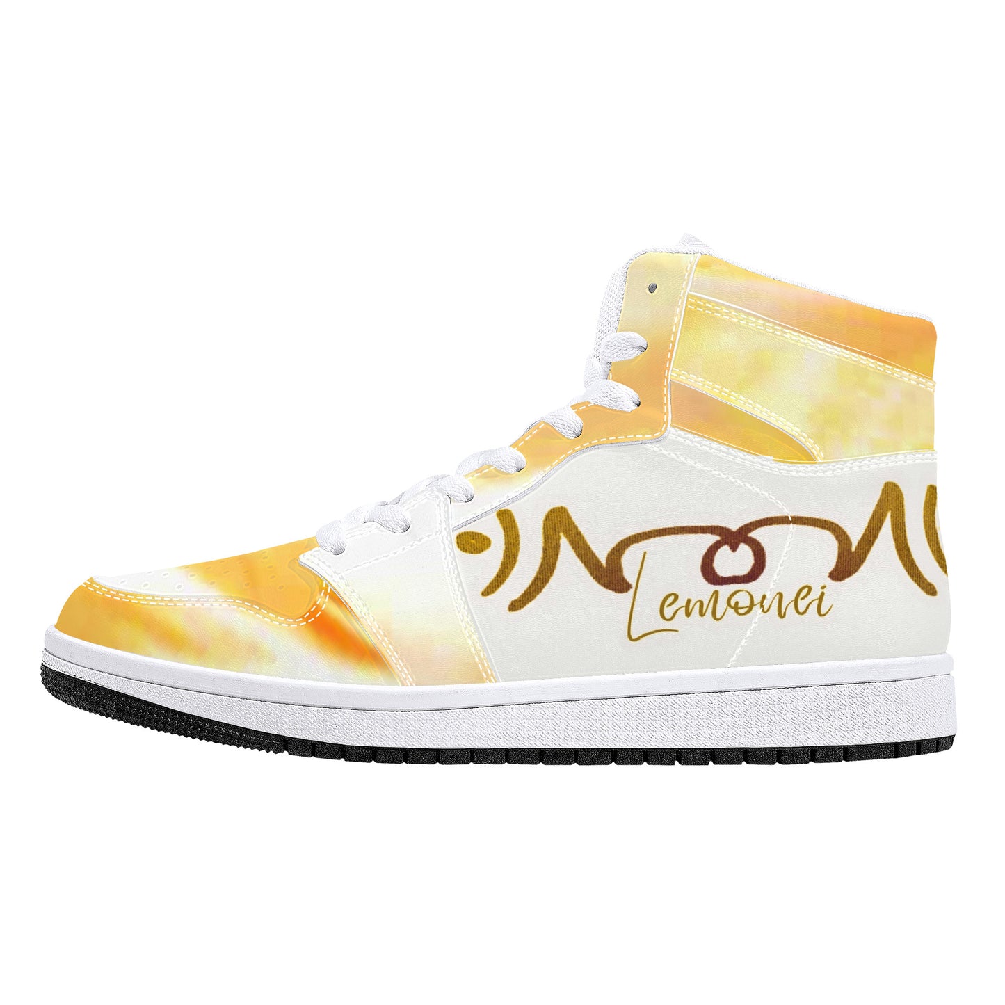 Original Logo LMNE | High-Top Eco Leather Sneakers - White