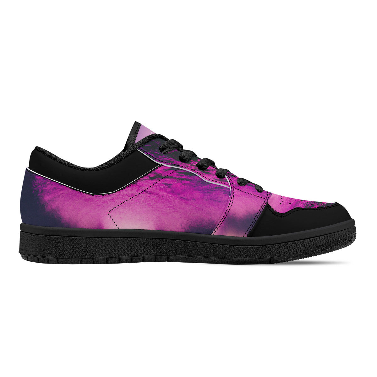 Purple Hazin | Black Sole Low-Top Leather Sneakers | LMNE Original