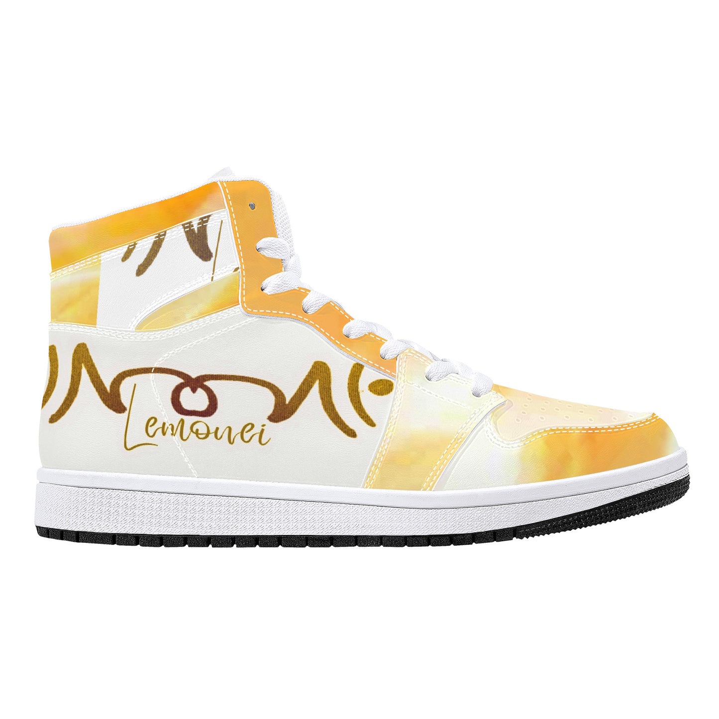 Original Logo LMNE | High-Top Eco Leather Sneakers - White