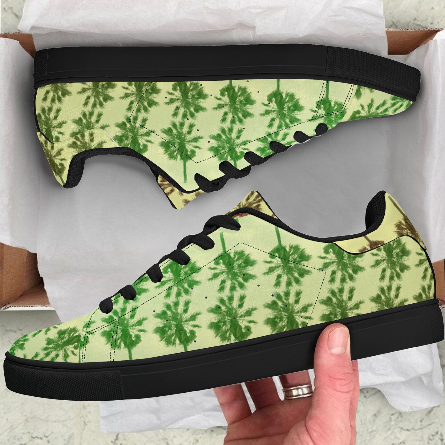 Flower Skate Power | Low-Top Synthetic Leather Sneakers - Black