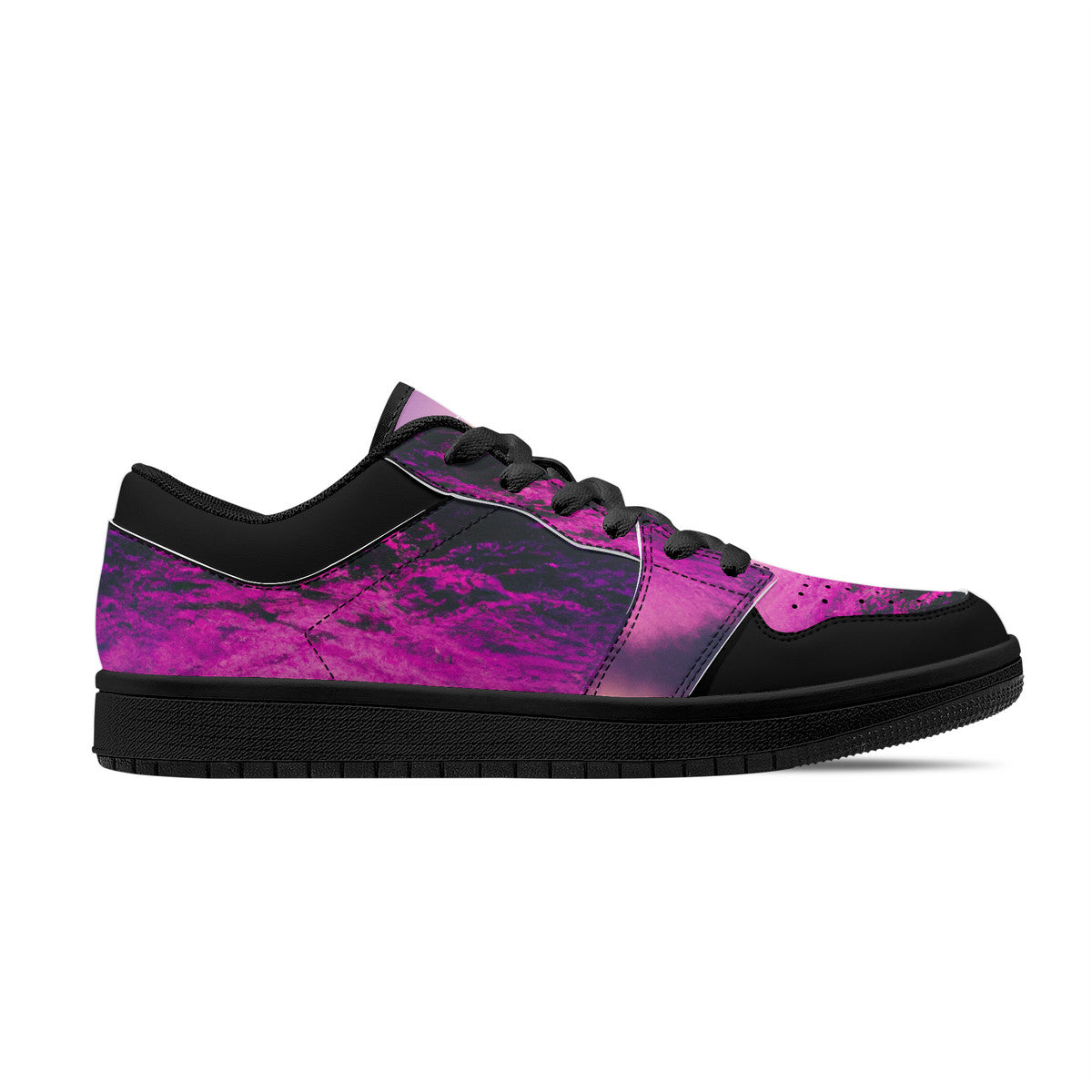 Purple Hazin | Black Sole Low-Top Leather Sneakers | LMNE Original