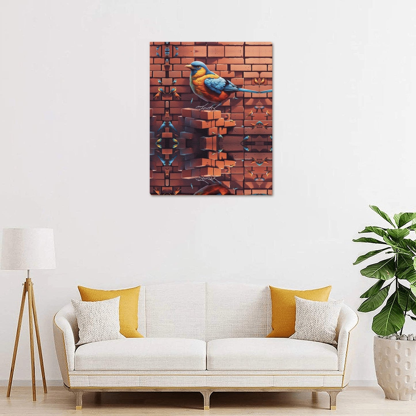 Bird and A Brick | Framed Canvas Print 16"x20" Artwork | Limited Edition Art | (Made in USA)