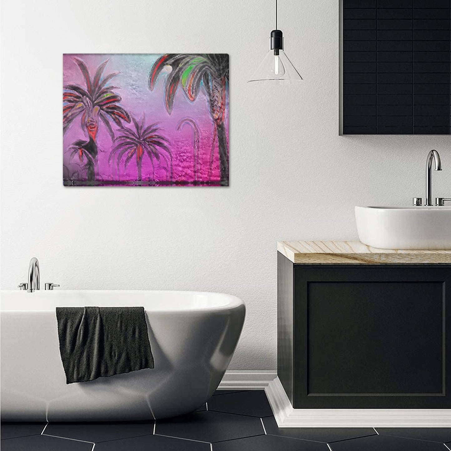 Tropicali Purple | Frame Canvas Print 20"x16"(Made in USA) | LA based Artist - Art Meets Apparel