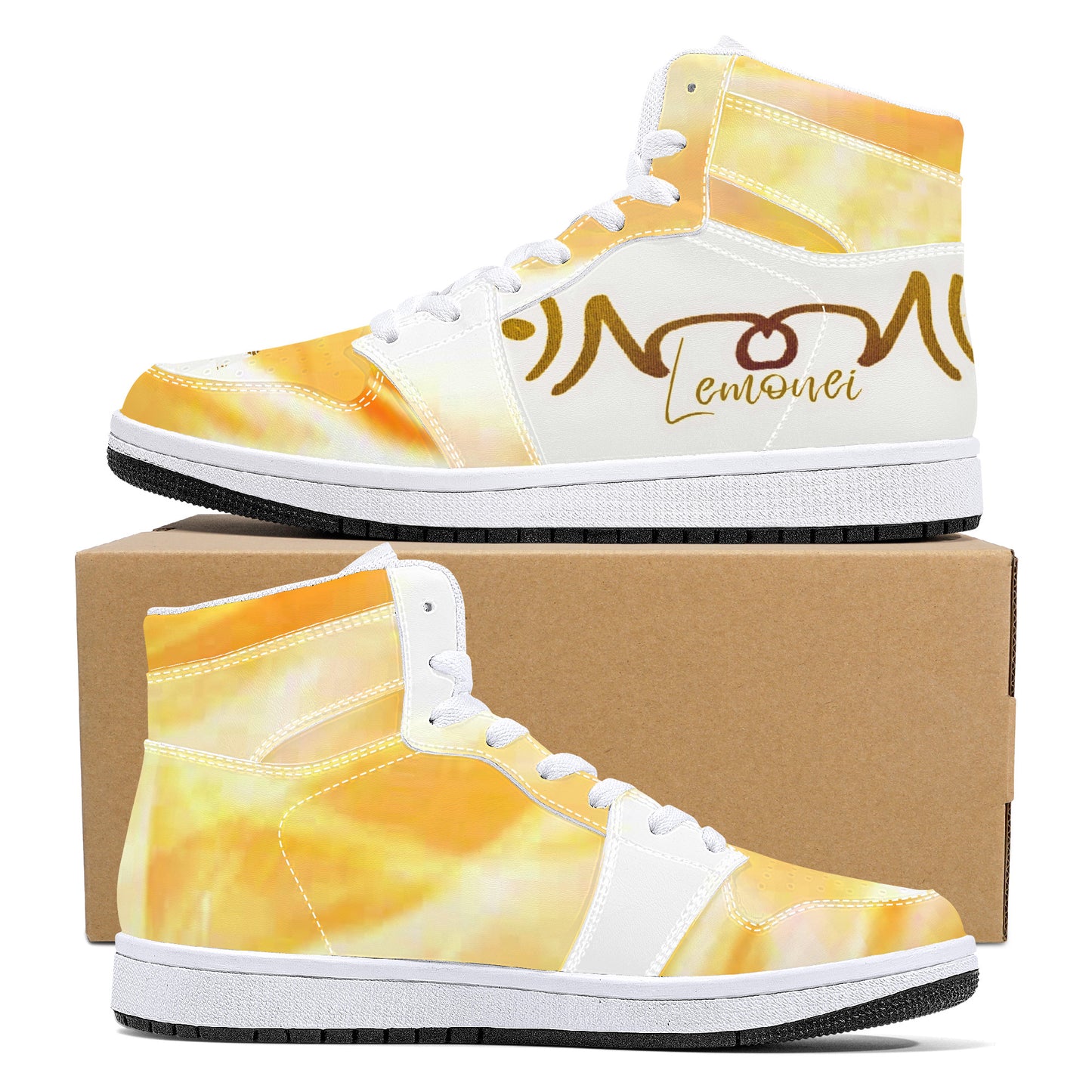 Original Logo LMNE | High-Top Eco Leather Sneakers - White
