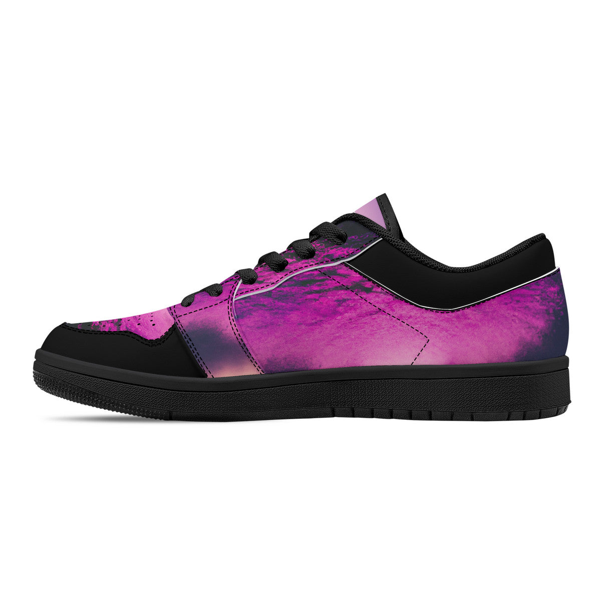 Purple Hazin | Black Sole Low-Top Leather Sneakers | LMNE Original