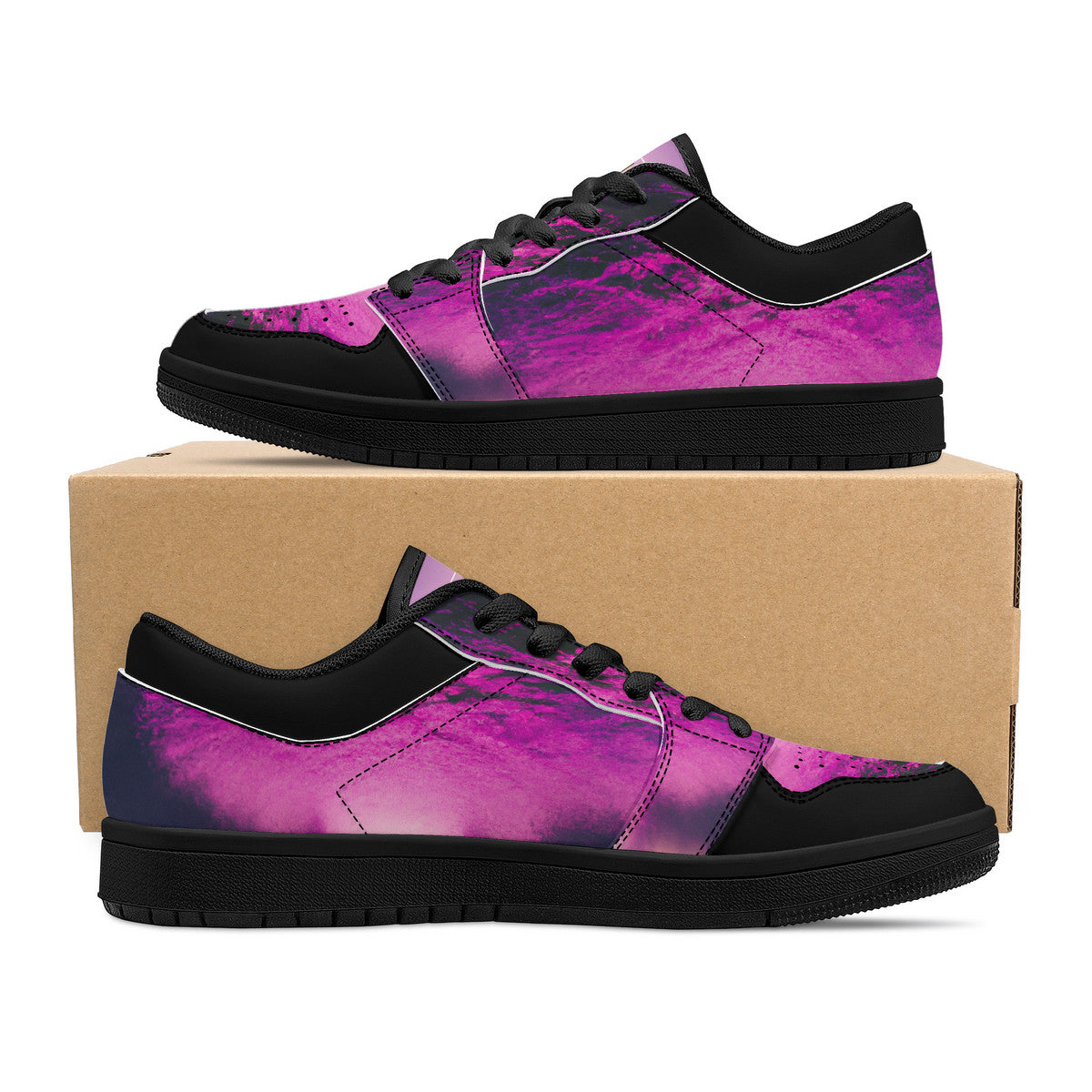 Purple Hazin | Black Sole Low-Top Leather Sneakers | LMNE Original