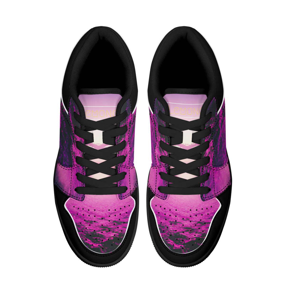 Purple Hazin | Black Sole Low-Top Leather Sneakers | LMNE Original