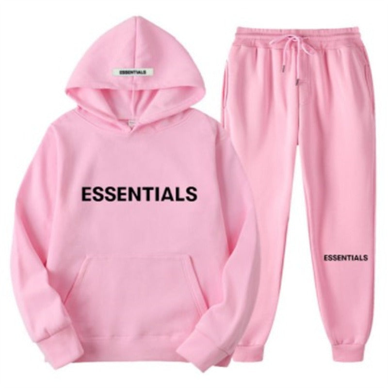 FEAR OF GOD ESSENTIALS Couple Suit Men's and Women's Double Line Hoodie High Street Fashion Brand Autumn and Winter Two piece Set Art Meets Apparel