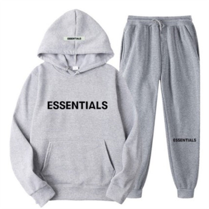 FEAR OF GOD ESSENTIALS Couple Suit Men's and Women's Double Line Hoodie High Street Fashion Brand Autumn and Winter Two piece Set Art Meets Apparel