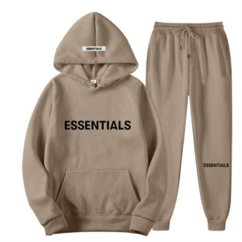 FEAR OF GOD ESSENTIALS Couple Suit Men's and Women's Double Line Hoodie High Street Fashion Brand Autumn and Winter Two piece Set Art Meets Apparel