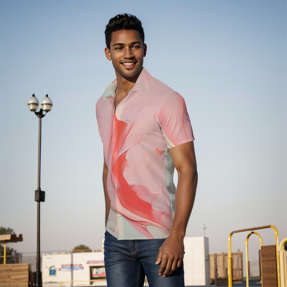 Pastel #1 | Mens Button Up Short Sleeve Shirt | Artist Design