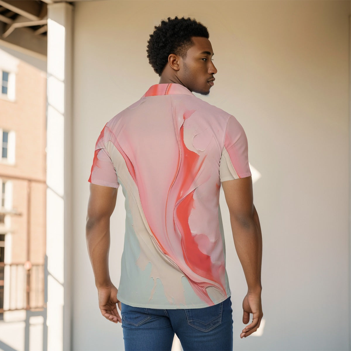 Pastel #1 | Mens Button Up Short Sleeve Shirt | Artist Design