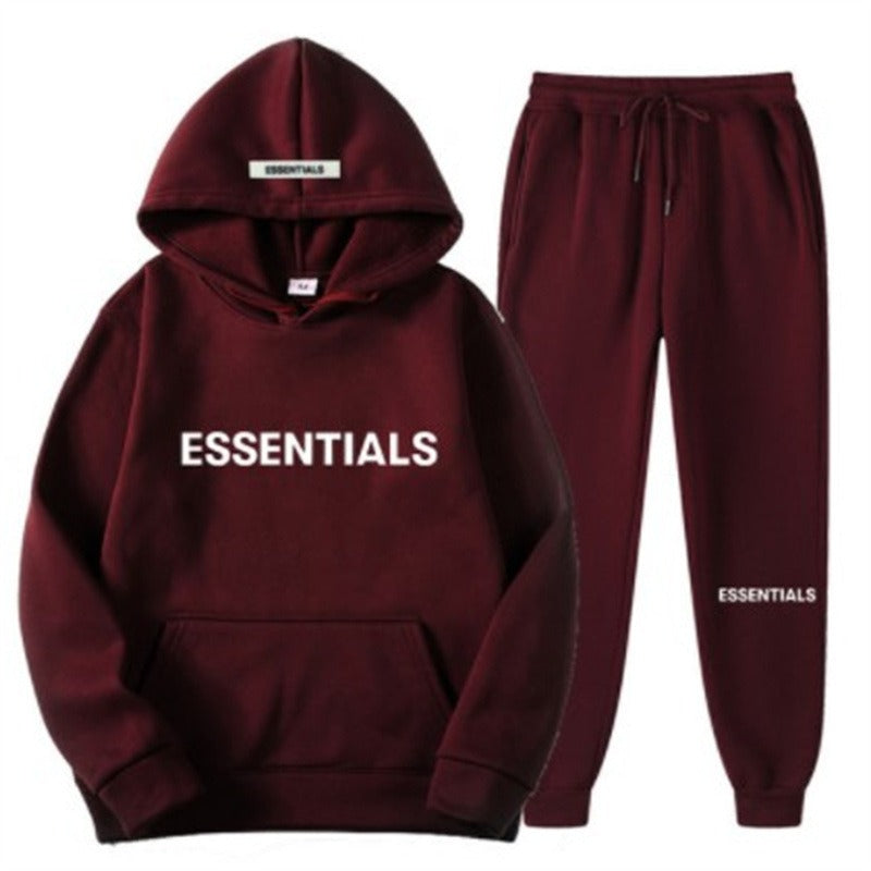 FEAR OF GOD ESSENTIALS Couple Suit Men's and Women's Double Line Hoodie High Street Fashion Brand Autumn and Winter Two piece Set Art Meets Apparel