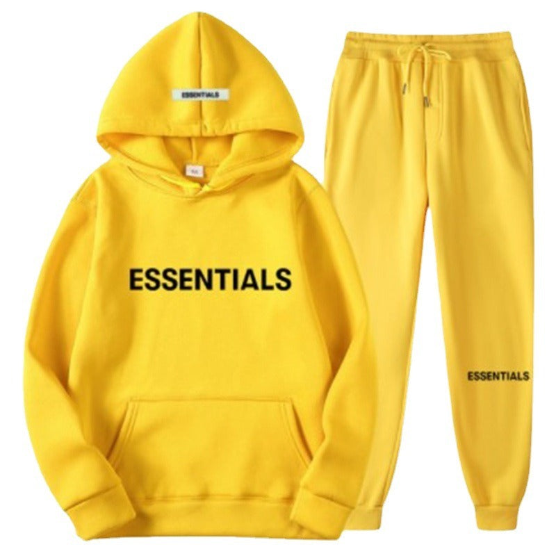 FEAR OF GOD ESSENTIALS Couple Suit Men's and Women's Double Line Hoodie High Street Fashion Brand Autumn and Winter Two piece Set Art Meets Apparel