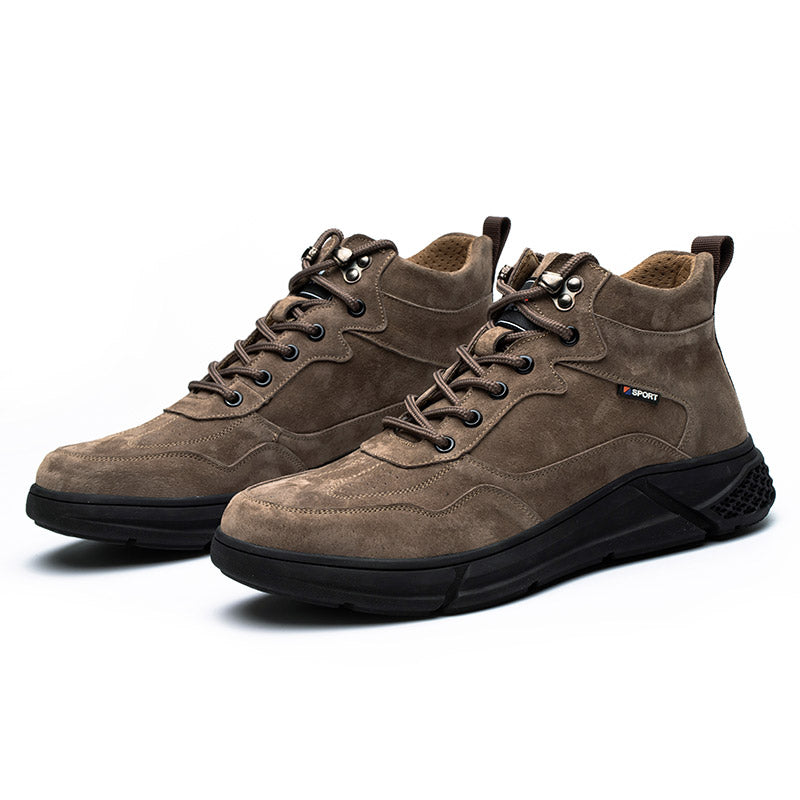 Mens Solid Boots Anti Smashing And Anti Puncture Cowhide Cotton Shoes Plus Velvet Warmth Steel Toe Cap Work Protective Shoes Art Meets Apparel