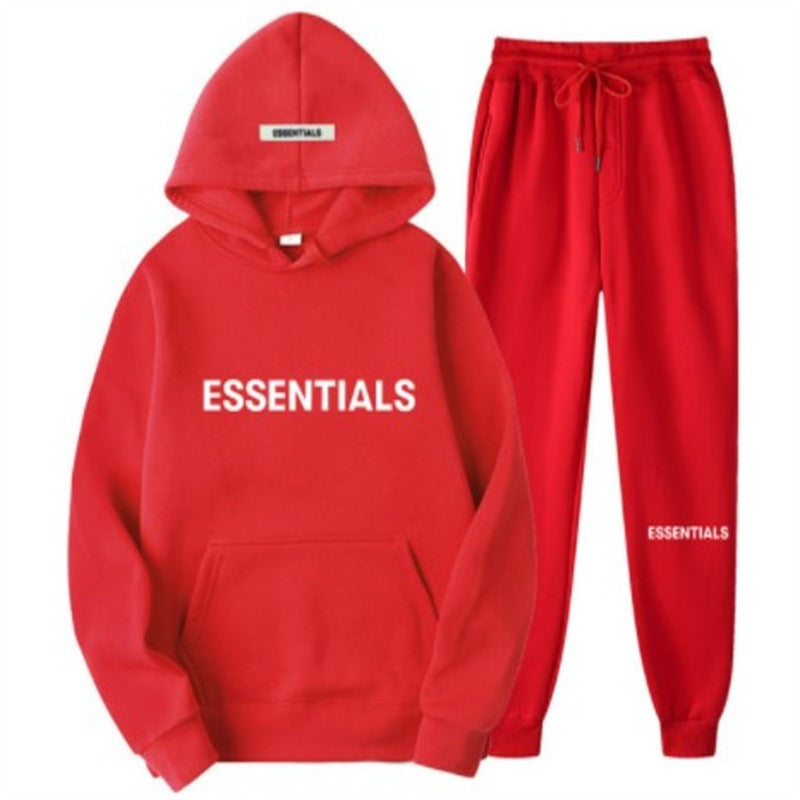 FEAR OF GOD ESSENTIALS Couple Suit Men's and Women's Double Line Hoodie High Street Fashion Brand Autumn and Winter Two piece Set Art Meets Apparel