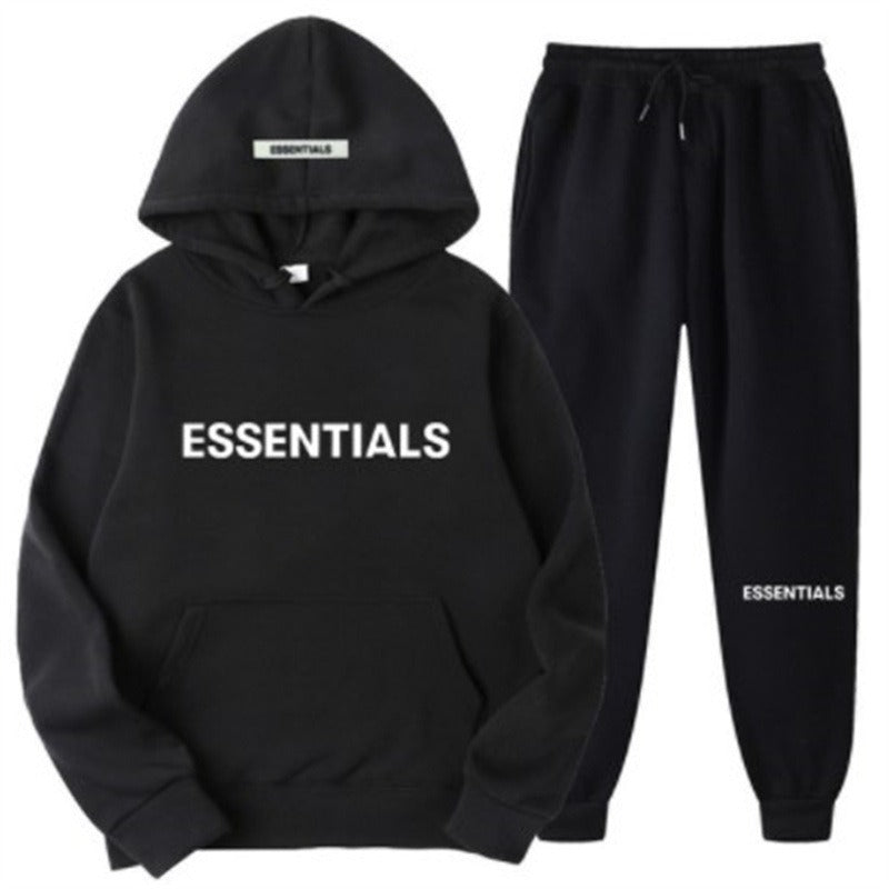 FEAR OF GOD ESSENTIALS Couple Suit Men's and Women's Double Line Hoodie High Street Fashion Brand Autumn and Winter Two piece Set Art Meets Apparel
