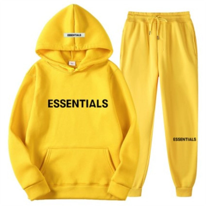 FEAR OF GOD ESSENTIALS Couple Suit Men's and Women's Double Line Hoodie High Street Fashion Brand Autumn and Winter Two piece Set Art Meets Apparel