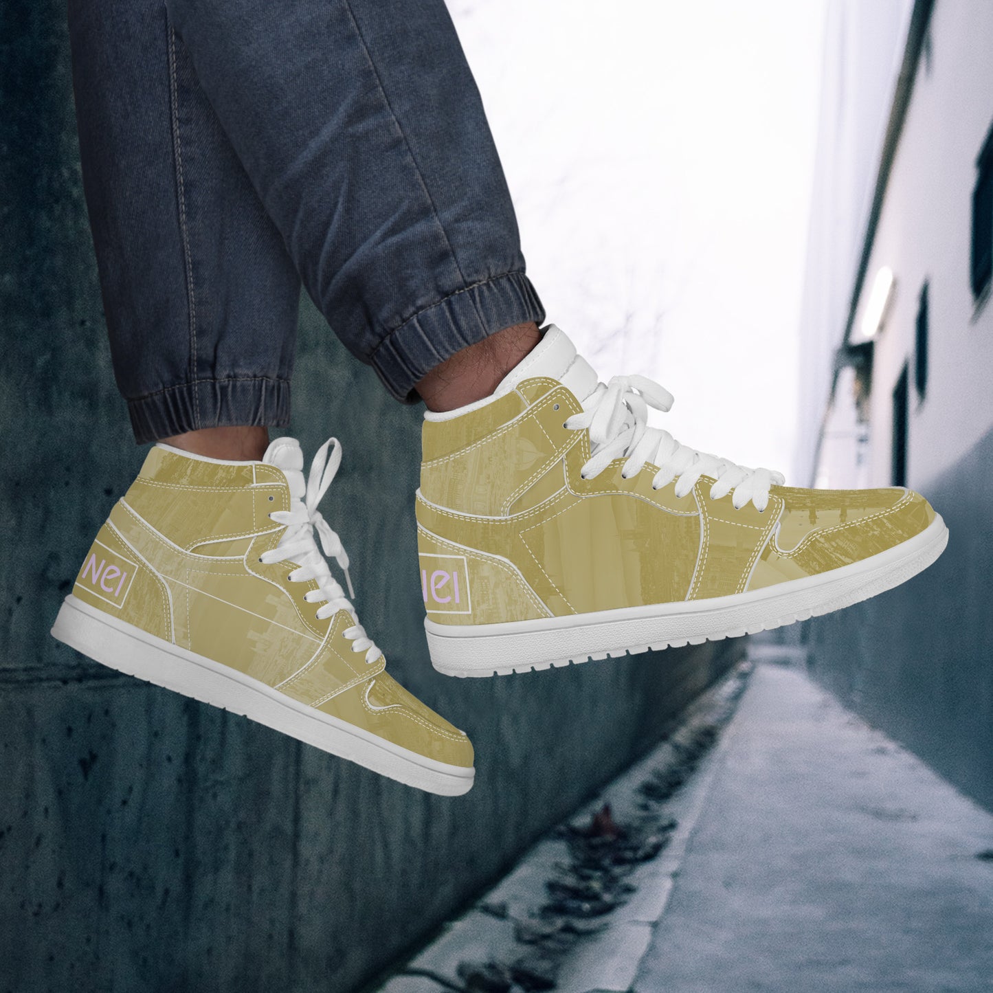 City #1 Original Lemonei High Top Eco- Leather Sneakers Art Meets Apparel