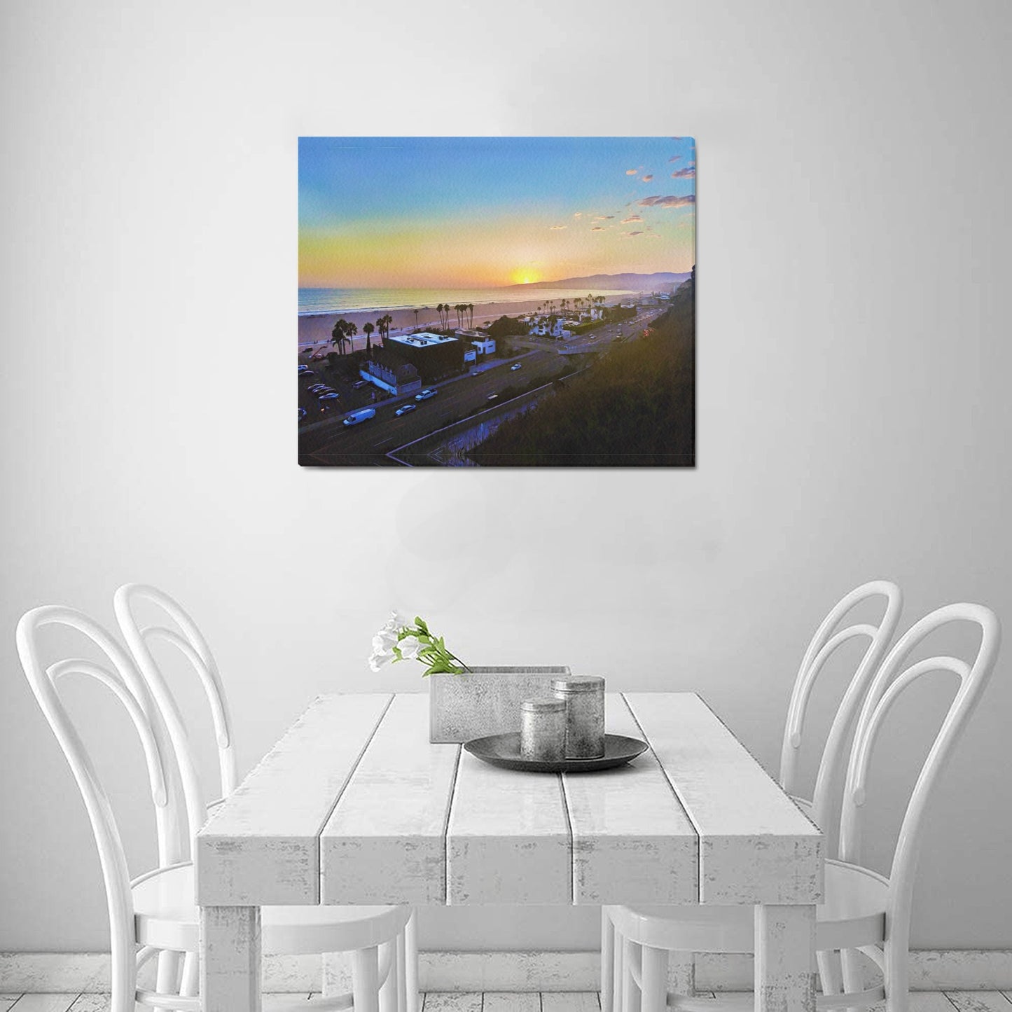 Down the Coast and Into the Sunset | Santa Monica Artist | Frame Canvas Print 24"x20" Made in the USA - Art Meets Apparel