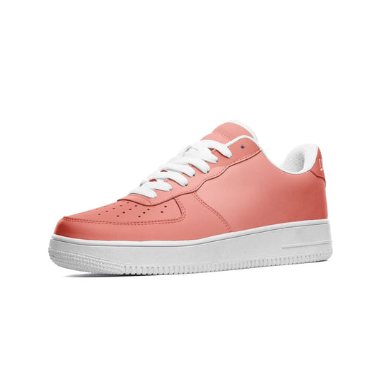 Peach Gold Low Top Leather Sneakers - Image #1