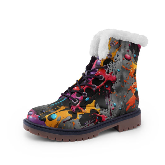 Splash Winter Chukka Boots | Artist Designed | Unisex Lace Up Winter Boots Fashion Comfort Chukka Boots