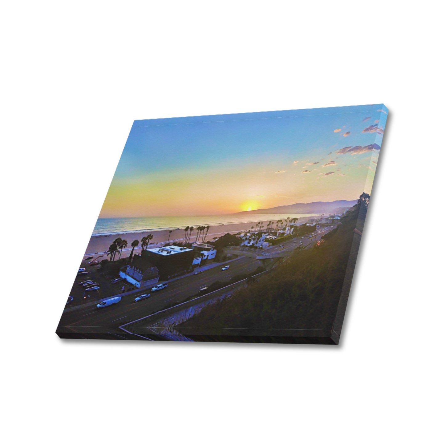 Down the Coast and Into the Sunset | Santa Monica Artist | Frame Canvas Print 24"x20" Made in the USA - Art Meets Apparel