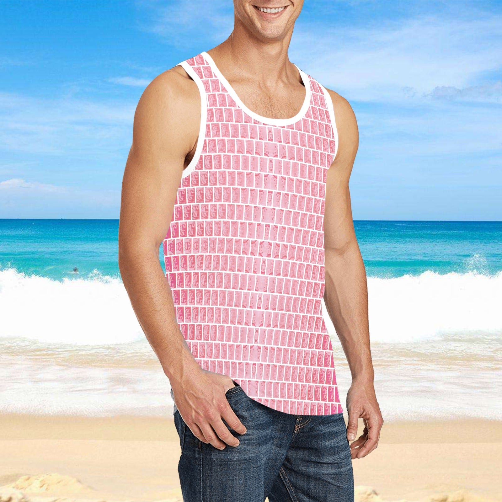 Tropi Cali Red | Santa Monica Designed | Mens Tank T-Shirt - Art Meets Apparel