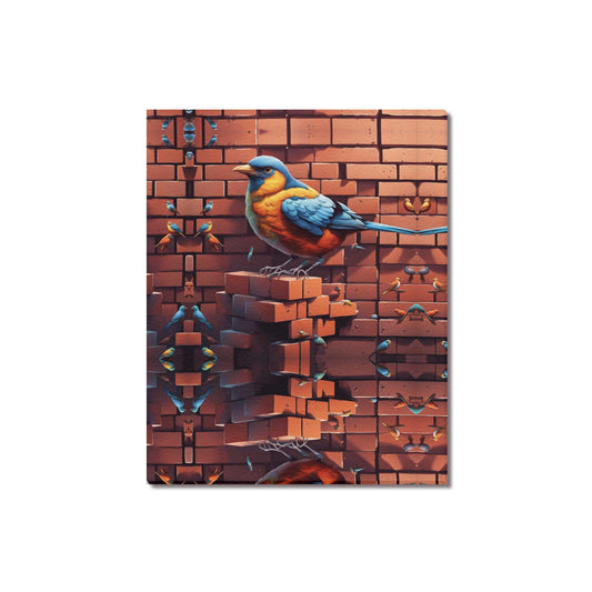 Bird and A Brick | Framed Canvas Print 16"x20" Artwork | Limited Edition Art | (Made in USA)