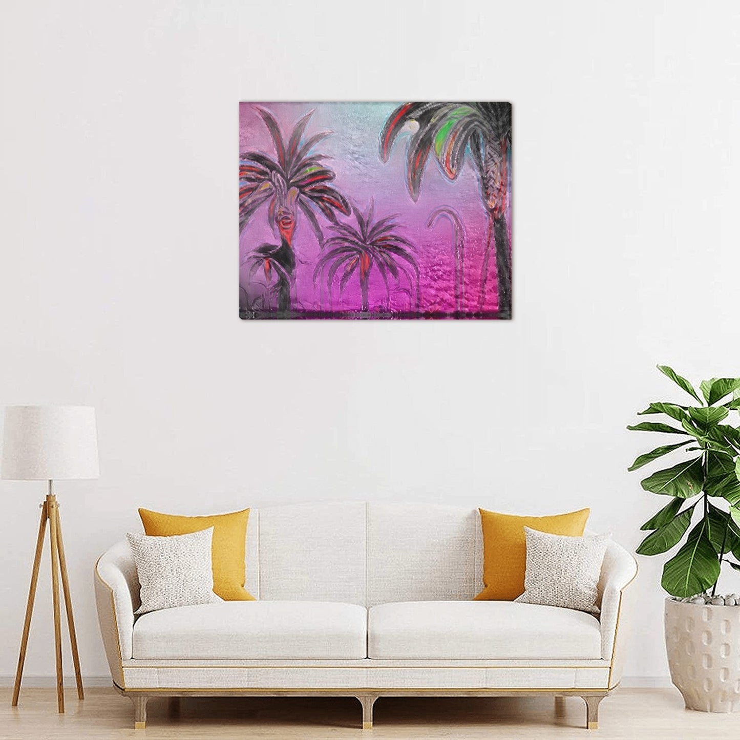 Tropicali Purple | Frame Canvas Print 20"x16"(Made in USA) | LA based Artist - Art Meets Apparel
