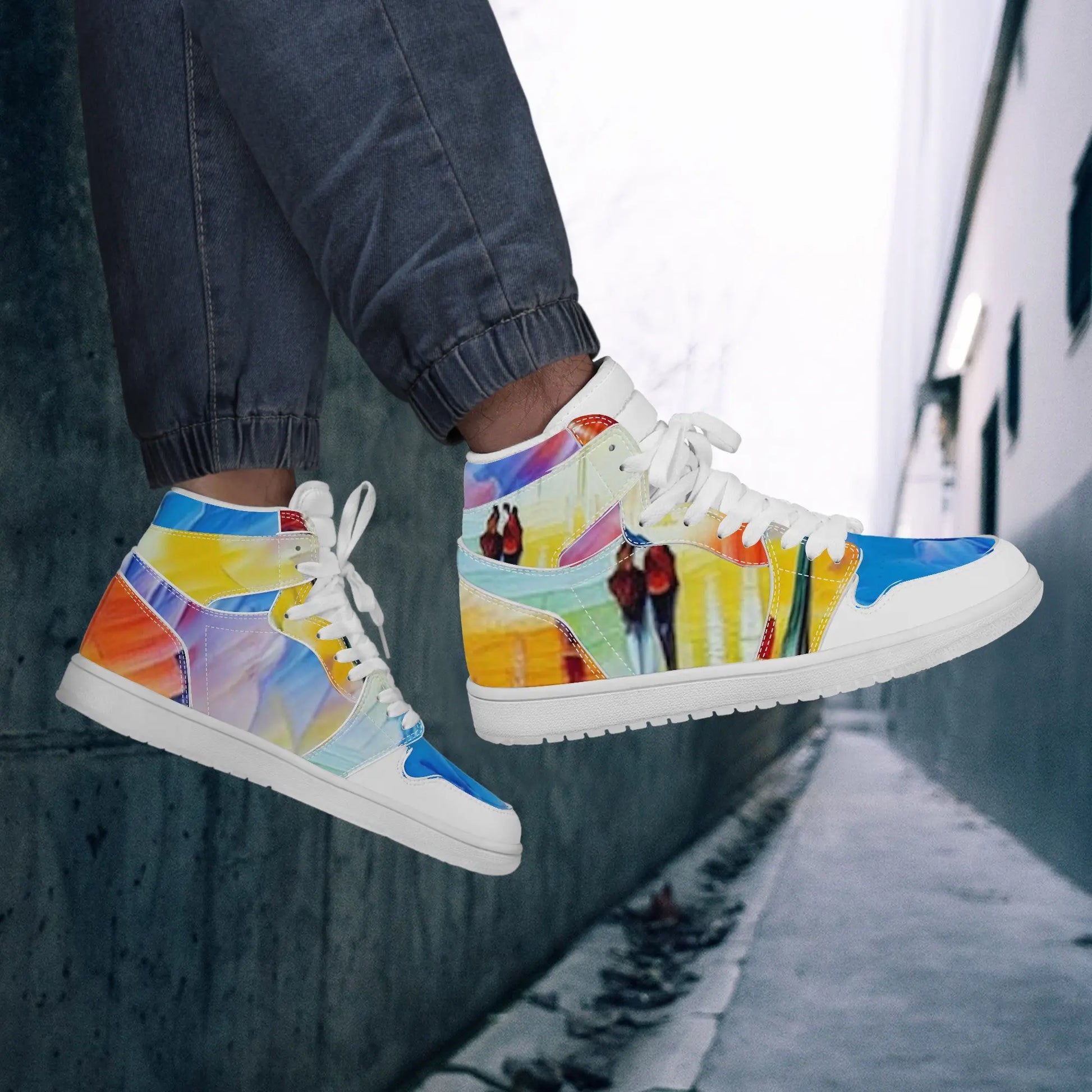 "Paint on the Canvas" Design High Top Vegan Leather Sneaker - Art Meets Apparel