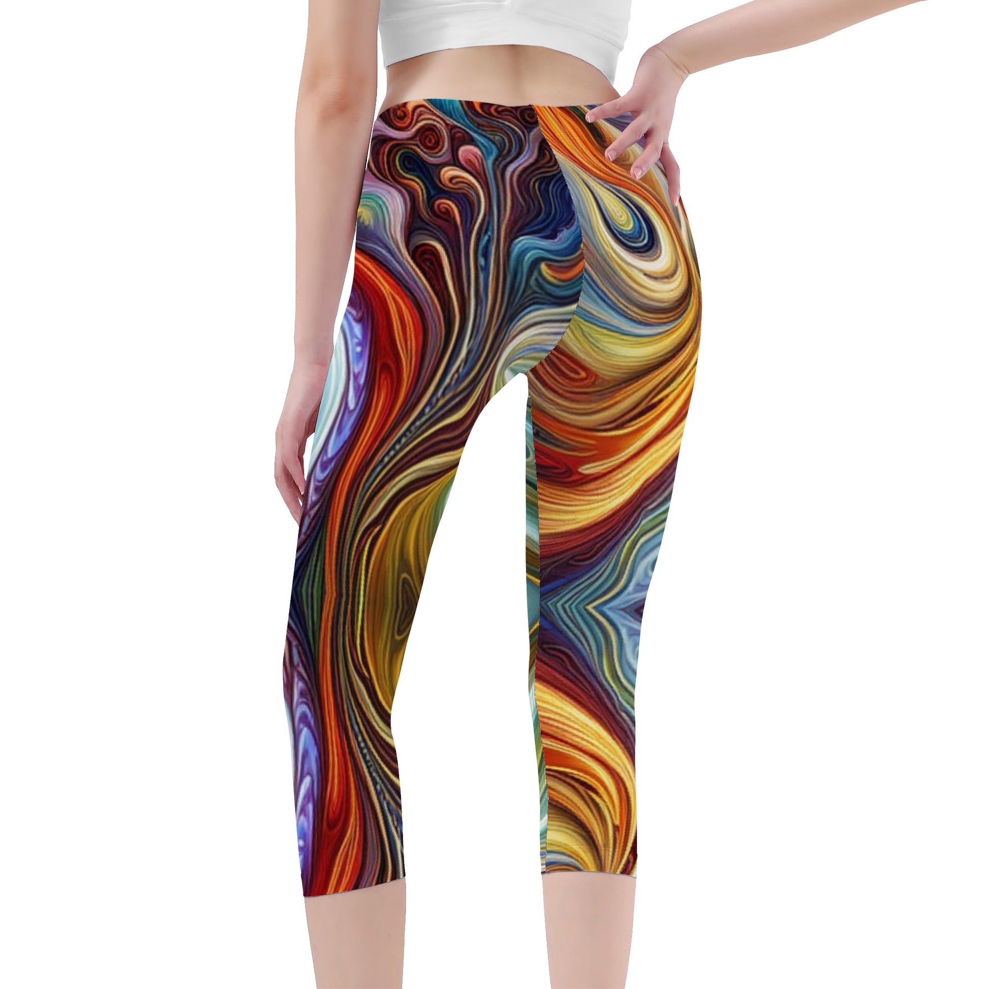 Flow | Capri Yoga Leggings | Artist Design - Art Meets Apparel