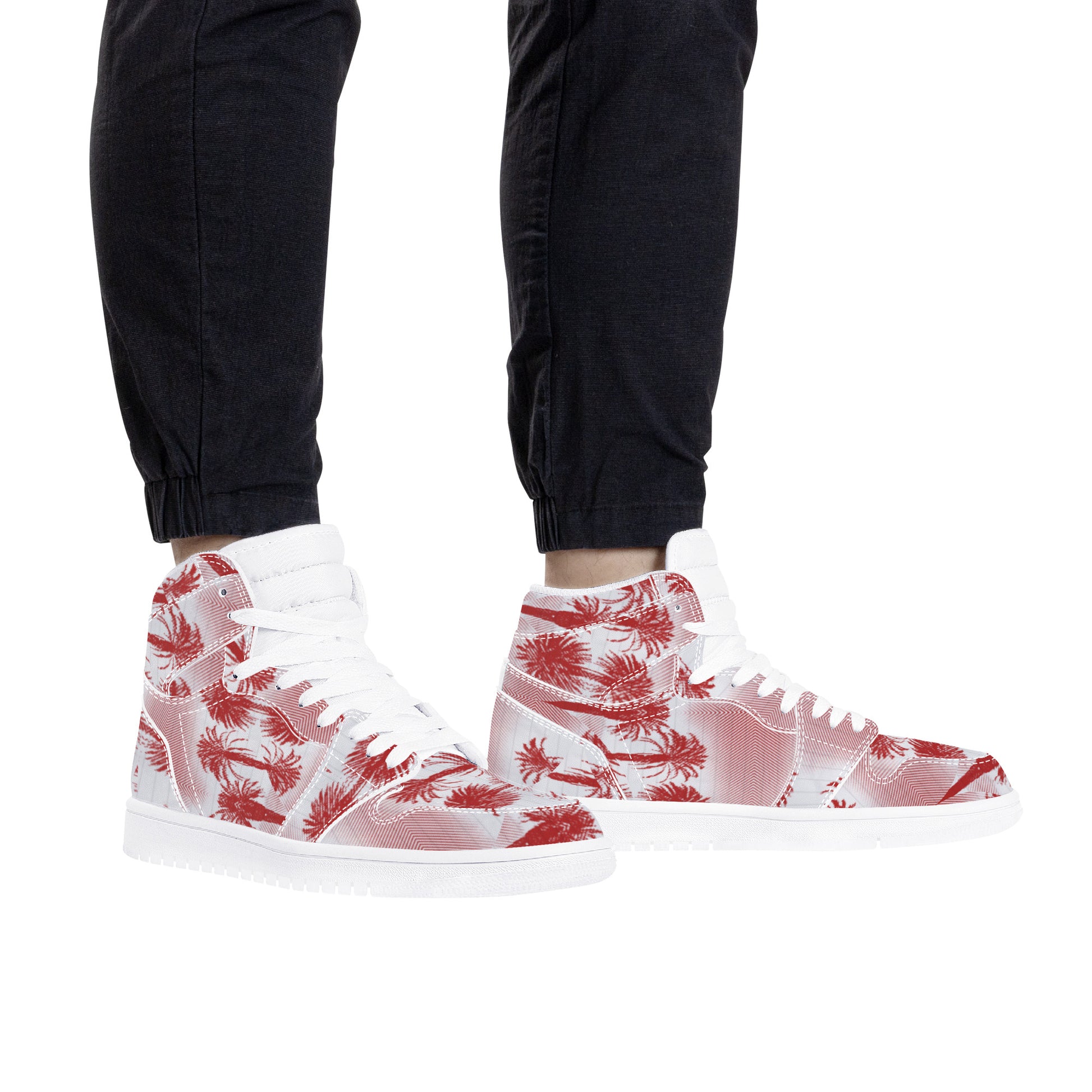 High Top | Cali Red Palms #1 | Men's Sneaker - Art Meets Apparel