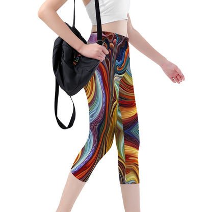 Flow | Capri Yoga Leggings | Artist Design - Art Meets Apparel