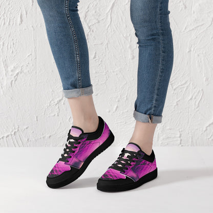 Purple Hazin | Black Sole Low-Top Leather Sneakers | LMNE Original