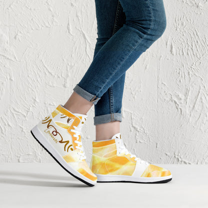 Original Logo LMNE | High-Top Eco Leather Sneakers - White