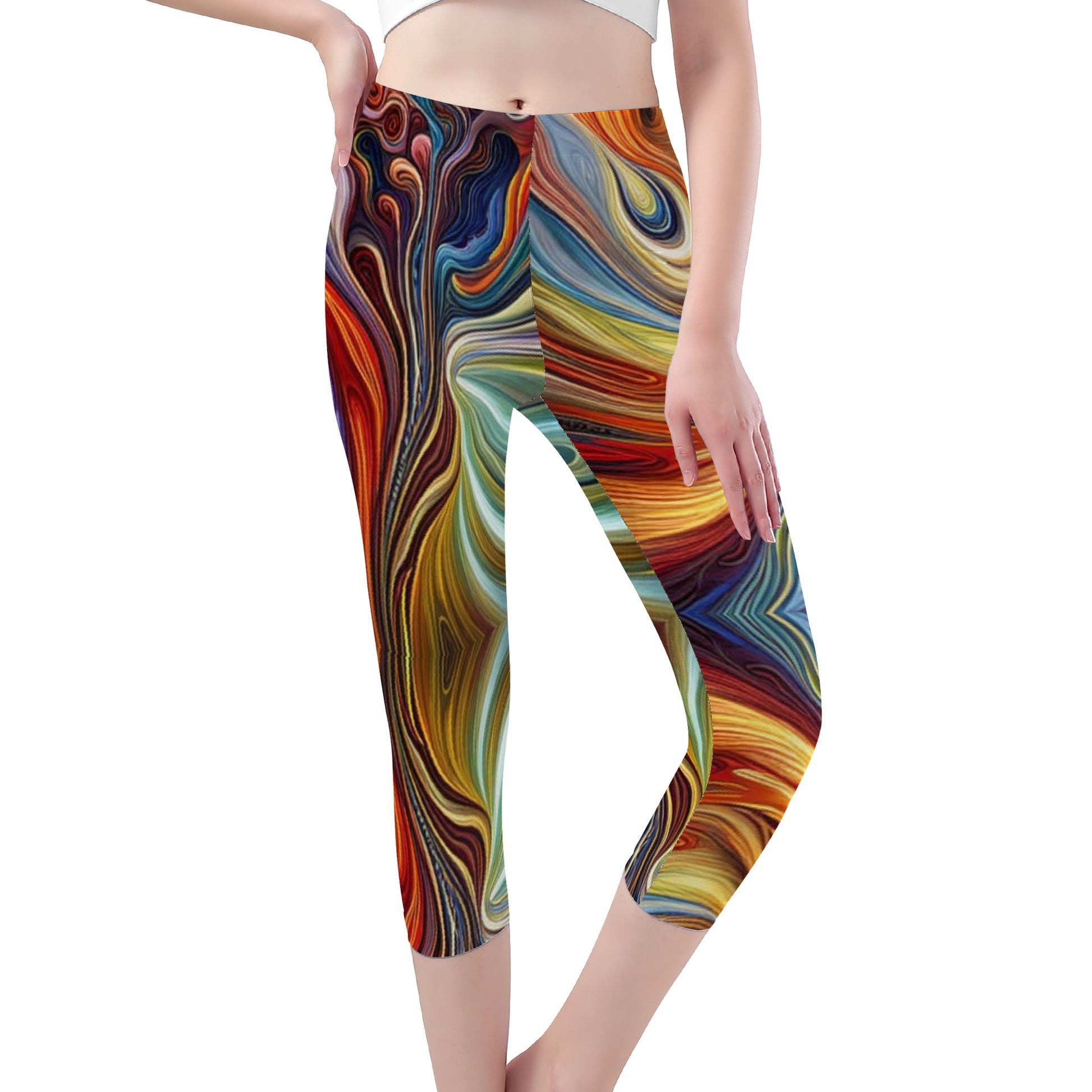 Flow | Capri Yoga Leggings | Artist Design - Art Meets Apparel