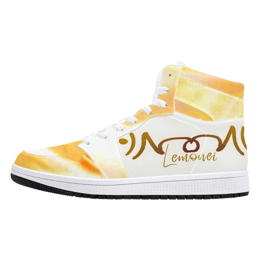 Original Logo LMNE | High-Top Eco Leather Sneakers - White
