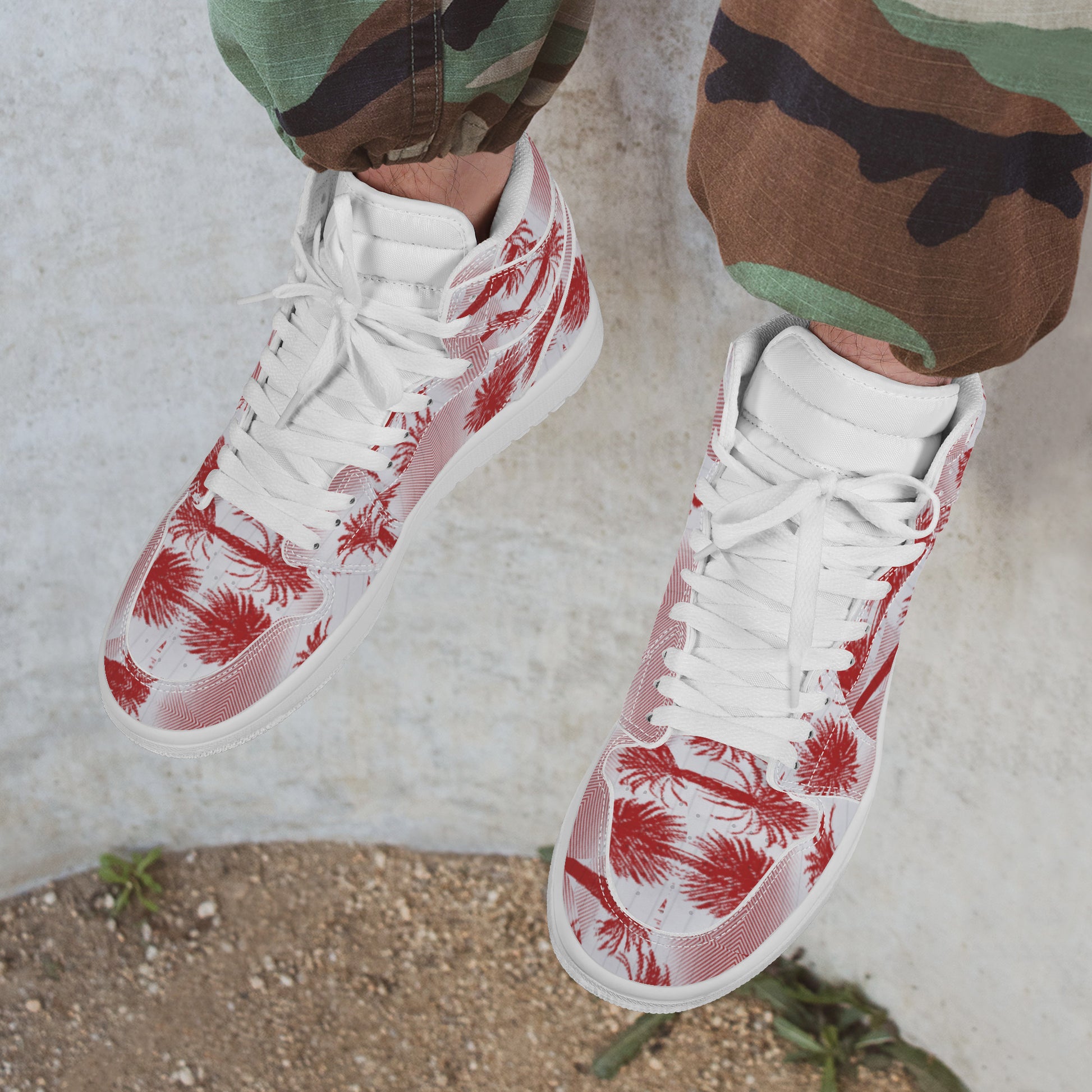 High Top | Cali Red Palms #1 | Men's Sneaker - Art Meets Apparel