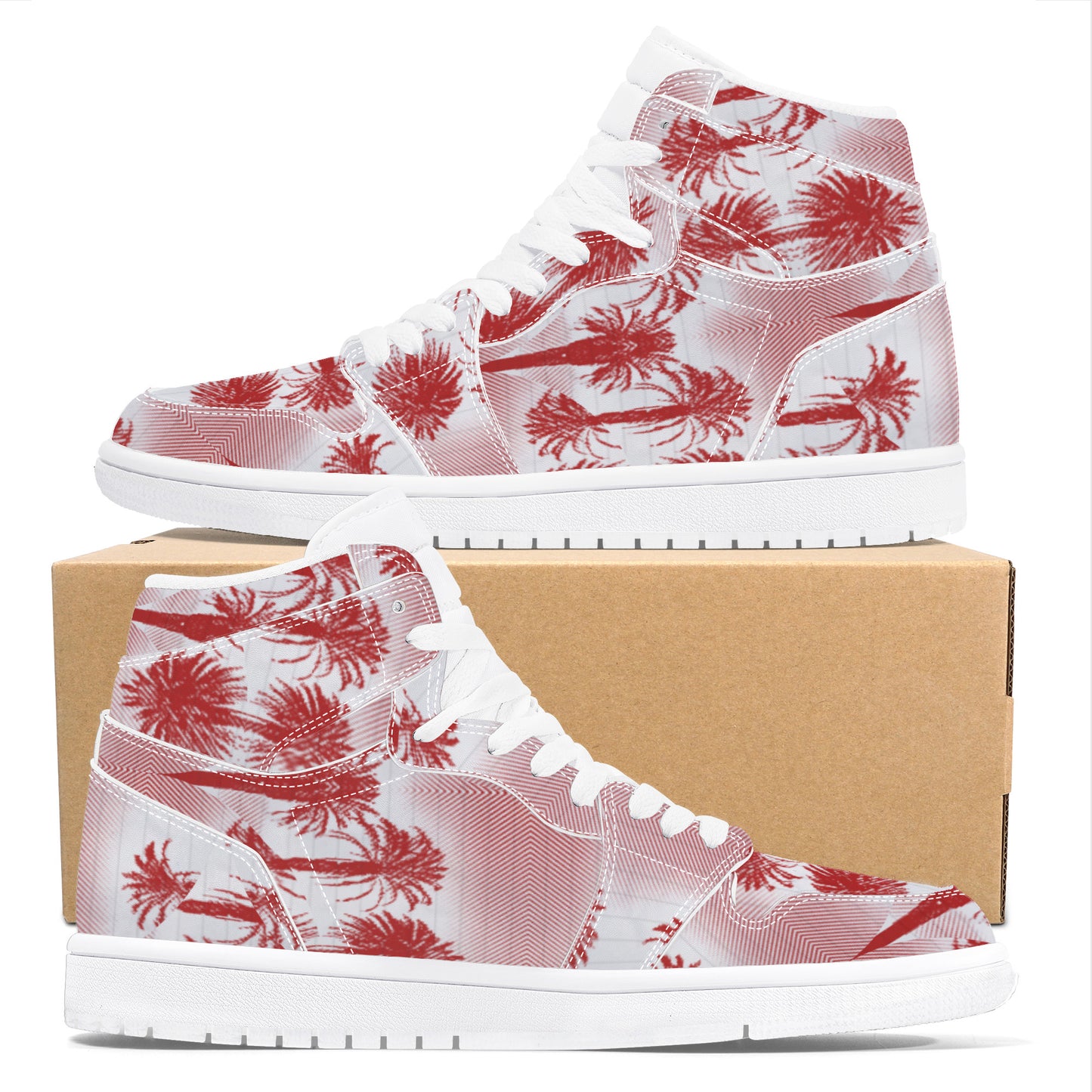 High Top | Cali Red Palms #1 | Men's Sneaker - Art Meets Apparel