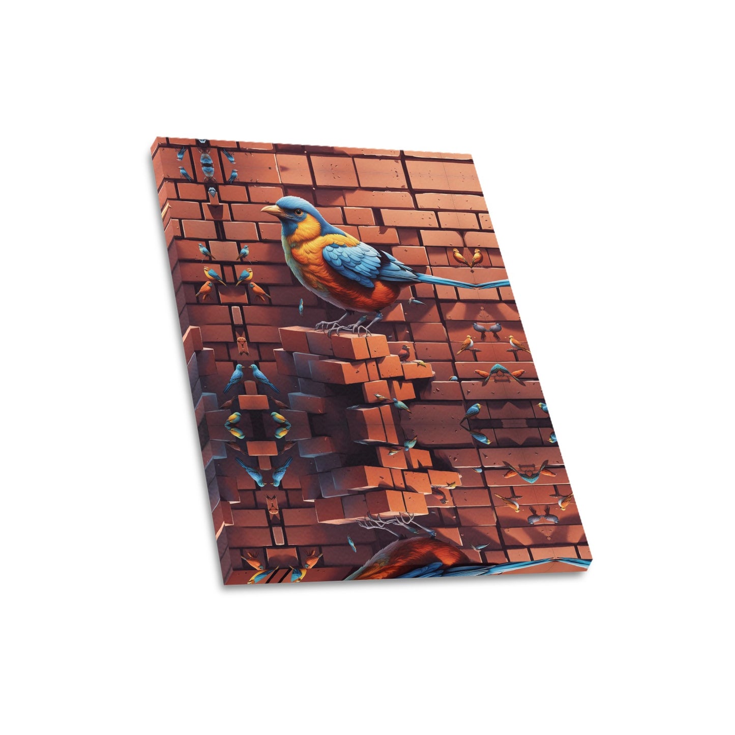 Bird and A Brick | Framed Canvas Print 16"x20" Artwork | Limited Edition Art | (Made in USA)