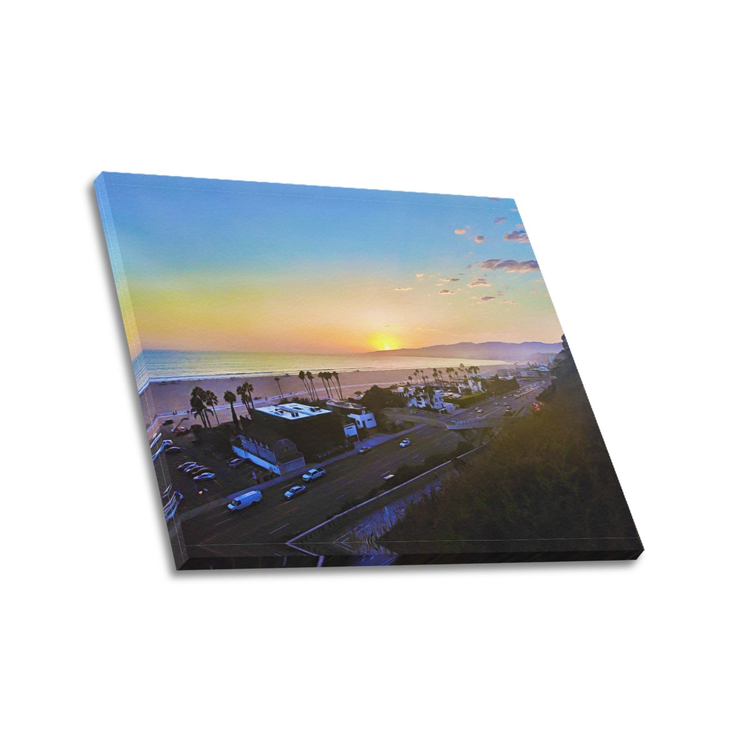 Down the Coast and Into the Sunset | Santa Monica Artist | Frame Canvas Print 24"x20" Made in the USA - Art Meets Apparel