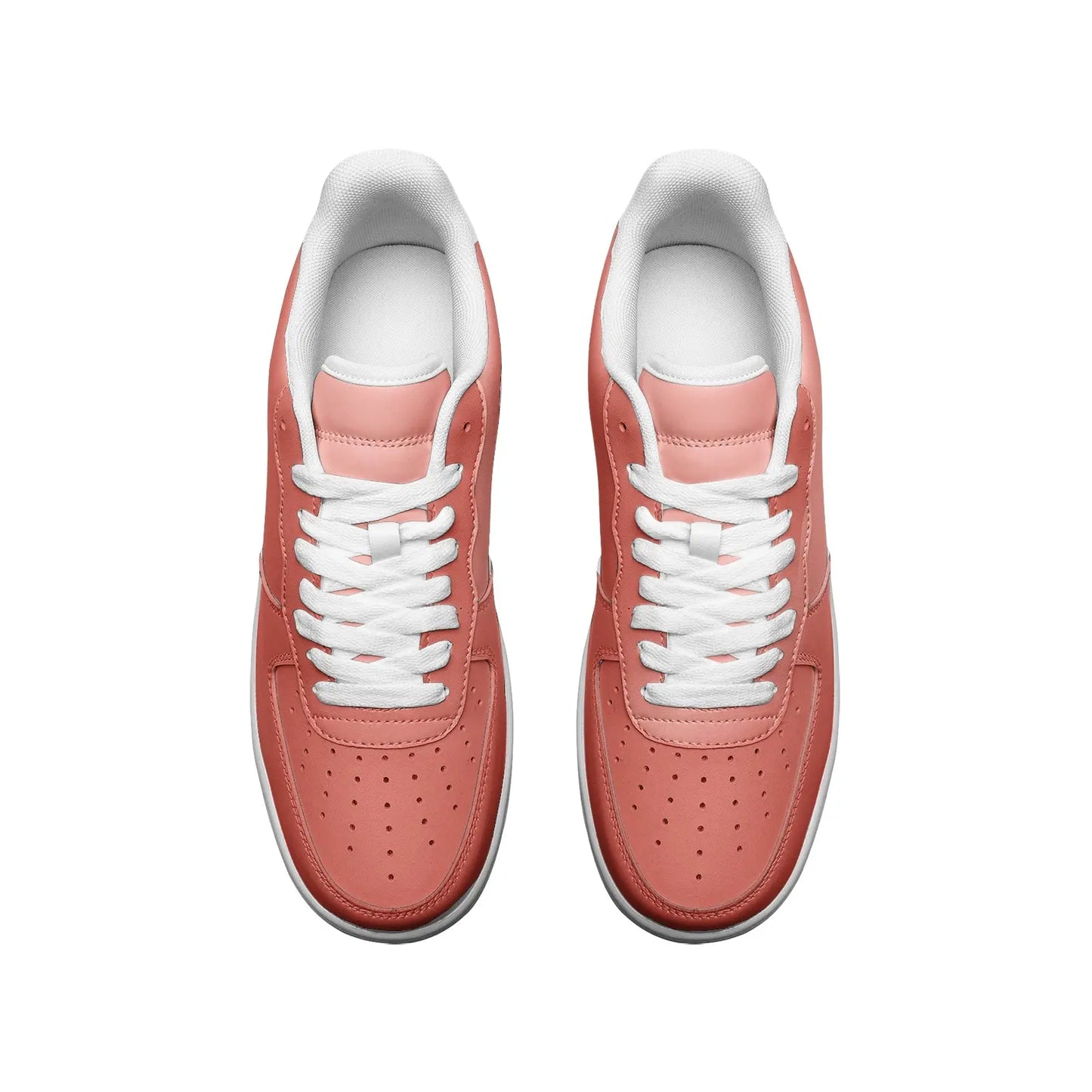 Peach Gold Low Top Leather Sneakers - Image #3