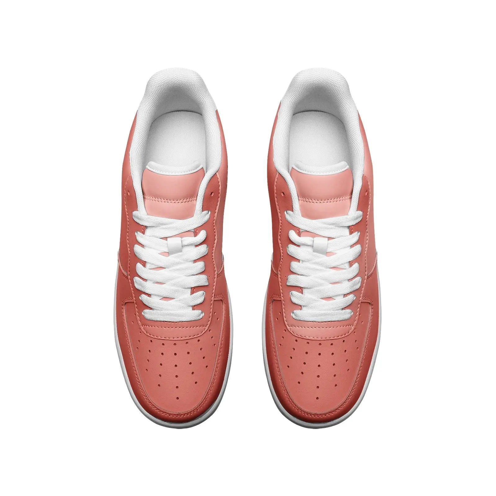 Peach Gold Low Top Leather Sneakers - Image #3